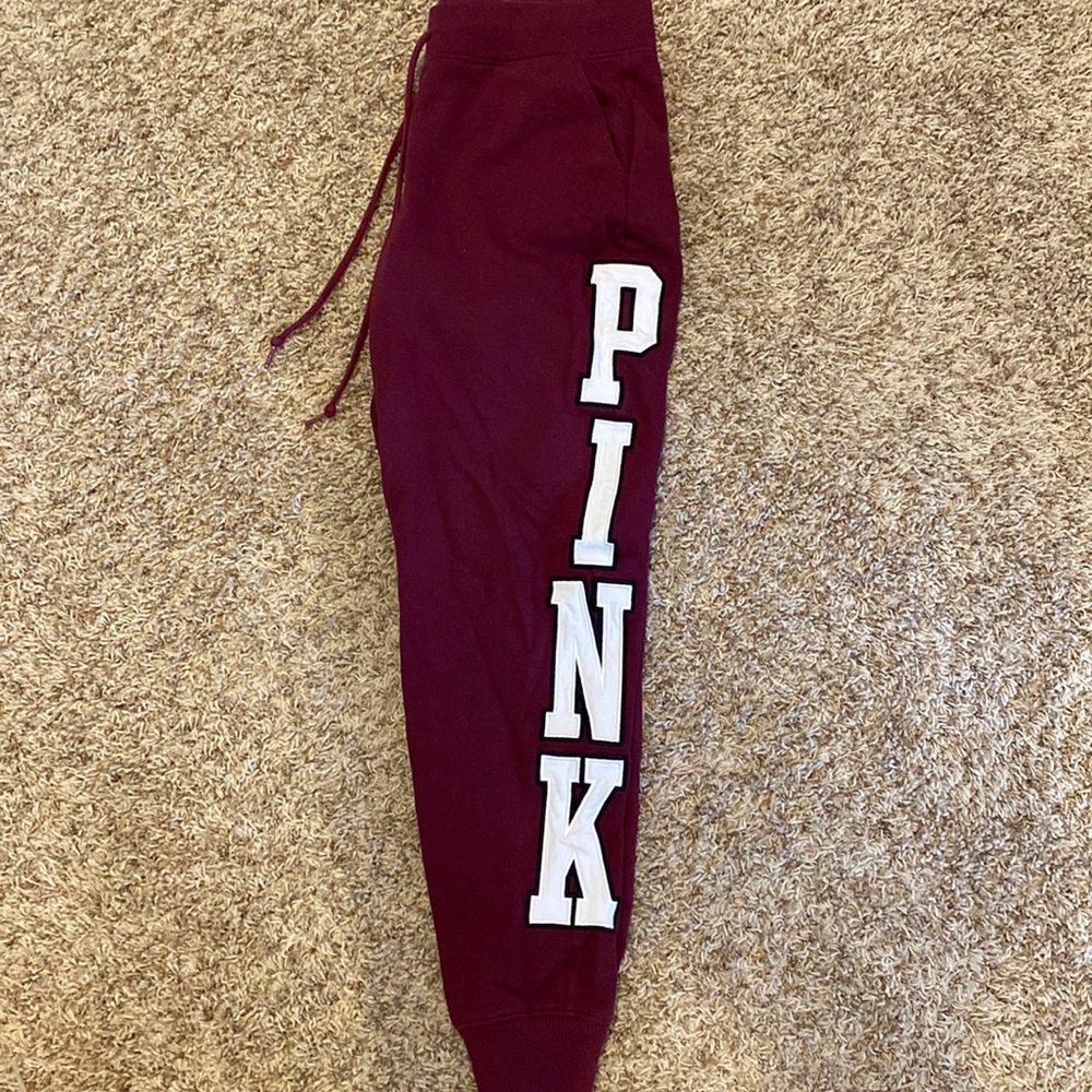 Victoria Secret Pink Maroon Sweat Joggers